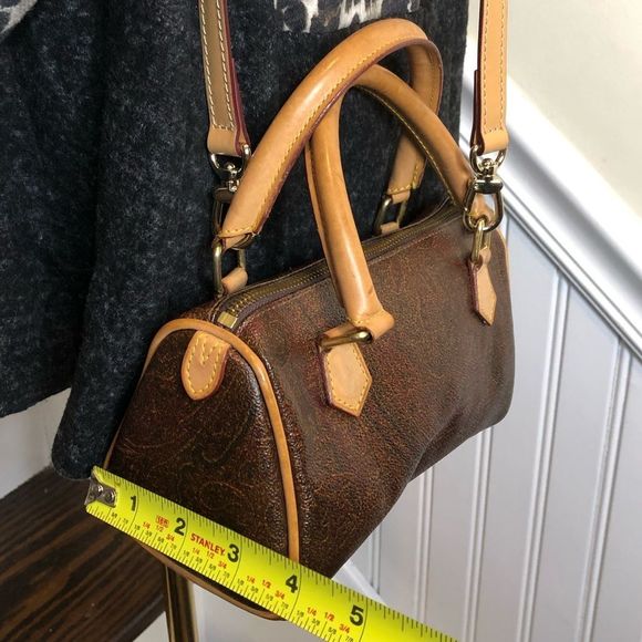 W ETRO MILANO Red Paisley Boston Speedy 20 Mini Bag w/ Crossbody Strap MINT - Picture 11 of 17